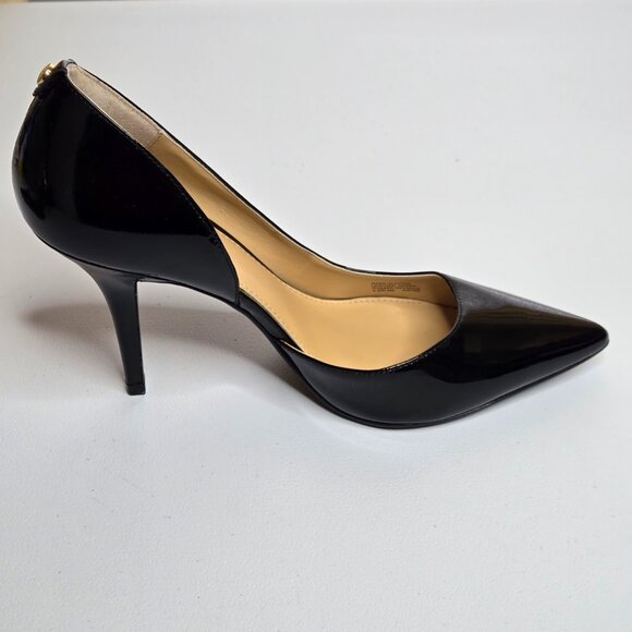 Michael Kors Black Patent Leather Nathalie Flex 4" Pump Pointy Toe Shoe Sz 8.5 - Picture 2 of 12